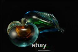 2 Vintage Frateli Toso Murano Art Glass Apple Pear Paperweight Set Br