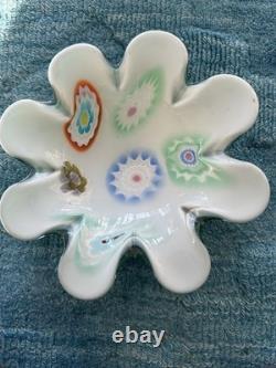 2 Vintage Hand Blown Murano Glass Heavy Trinket Candy Dish Bowl