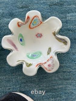 2 Vintage Hand Blown Murano Glass Heavy Trinket Candy Dish Bowl