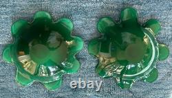 2 Vintage Hand Blown Murano Glass Heavy Trinket Candy Dish Bowl