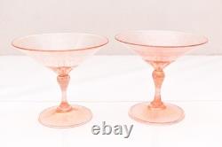 2 Vtg Venetian hand blown Martini GOLD FLEC glasses ATQ Italian Murano Salviati