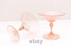 2 Vtg Venetian hand blown Martini GOLD FLEC glasses ATQ Italian Murano Salviati