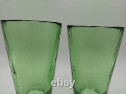 2 Yalos Casa Murano Green Tumbler Glasses Hand Blown Italian Art Glass 12 oz HTF