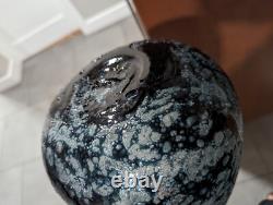 20 in Murano Style Hand-Blown Art Glass Vase Blue & White Italian Decor