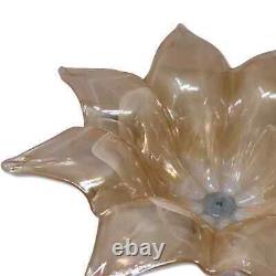 21 Murano Glass Daisy Flower Footed Centerpiece Bowl Iridescent Hand Blown