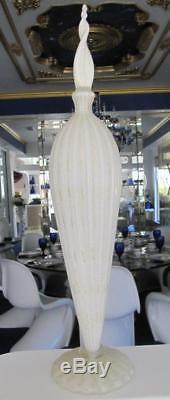 21 Murano White Barbini Bullicante Handblown Art Glass Mid Century Decanter