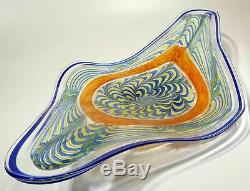 28 Hand Blown Glass Art Wall Bowl Platter By Dirwood Murano Cane Incalmo