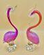 2pc VTG Italian Murano Art Mid Century Pink Pedestal Birds Very Rare