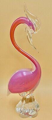 2pc VTG Italian Murano Art Mid Century Pink Pedestal Birds Very Rare