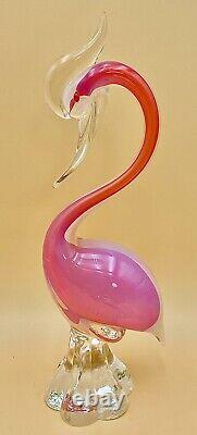 2pc VTG Italian Murano Art Mid Century Pink Pedestal Birds Very Rare