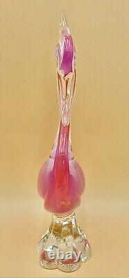 2pc VTG Italian Murano Art Mid Century Pink Pedestal Birds Very Rare