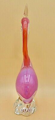 2pc VTG Italian Murano Art Mid Century Pink Pedestal Birds Very Rare