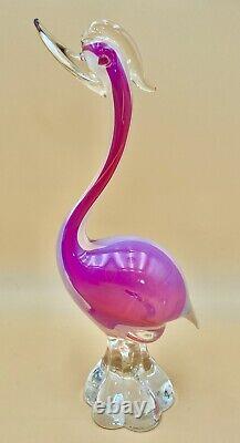 2pc VTG Italian Murano Art Mid Century Pink Pedestal Birds Very Rare