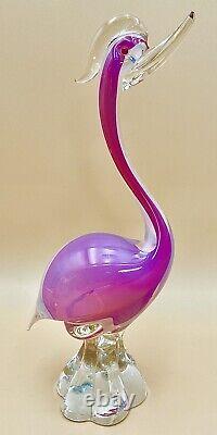 2pc VTG Italian Murano Art Mid Century Pink Pedestal Birds Very Rare