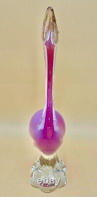 2pc VTG Italian Murano Art Mid Century Pink Pedestal Birds Very Rare