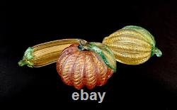 3 Barovier Toso Vintage Murano Hand Blown Gold Fleck Italian Art Glass Fruit