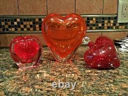 3 Hearts1 SIGNED Salviati MURANO ART GLASS HEART Vase1 Hand Blown Hanging