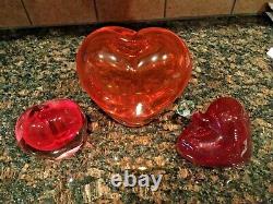 3 Hearts1 SIGNED Salviati MURANO ART GLASS HEART Vase1 Hand Blown Hanging