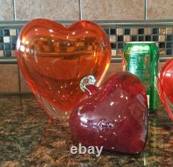 3 Hearts1 SIGNED Salviati MURANO ART GLASS HEART Vase1 Hand Blown Hanging