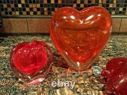 3 Hearts1 SIGNED Salviati MURANO ART GLASS HEART Vase1 Hand Blown Hanging