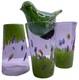 3 MURANO MILLEFIORI 6 Green TUMBLERs HAND BLOWN GLASS + Bird