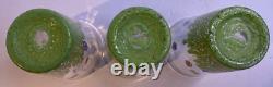 3 MURANO MILLEFIORI 6 Green TUMBLERs HAND BLOWN GLASS + Bird