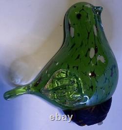 3 MURANO MILLEFIORI 6 Green TUMBLERs HAND BLOWN GLASS + Bird