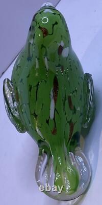 3 MURANO MILLEFIORI 6 Green TUMBLERs HAND BLOWN GLASS + Bird