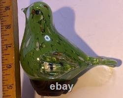 3 MURANO MILLEFIORI 6 Green TUMBLERs HAND BLOWN GLASS + Bird