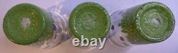 3 MURANO MILLEFIORI 6 Green TUMBLERs HAND BLOWN GLASS + Bird