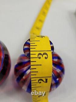 3 Murano Filigree Art Glass Vases Petite Miniature Hand Blown Striped Spiral EUC