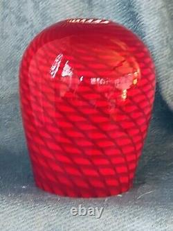 3 Murano-Style Red & White Hand blown Glass Pendant Light Shades NWOB