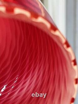 3 Murano-Style Red & White Hand blown Glass Pendant Light Shades NWOB