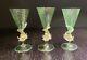 3 Murano antique Salviati Hand Blown Green gold flakes 3 Goblets with Dolphins