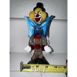3 VTG MURANO Mcm ITALY HAND BLOWN ART GLASS CLOWNS 8 TOP HAT Figurines Rare HTF