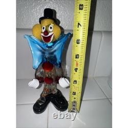 3 VTG MURANO Mcm ITALY HAND BLOWN ART GLASS CLOWNS 8 TOP HAT Figurines Rare HTF