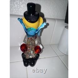 3 VTG MURANO Mcm ITALY HAND BLOWN ART GLASS CLOWNS 8 TOP HAT Figurines Rare HTF