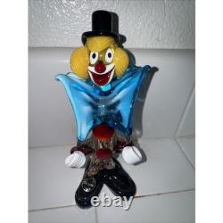 3 VTG MURANO Mcm ITALY HAND BLOWN ART GLASS CLOWNS 8 TOP HAT Figurines Rare HTF