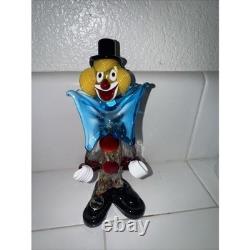 3 VTG MURANO Mcm ITALY HAND BLOWN ART GLASS CLOWNS 8 TOP HAT Figurines Rare HTF