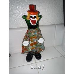 3 VTG MURANO Mcm ITALY HAND BLOWN ART GLASS CLOWNS 8 TOP HAT Figurines Rare HTF