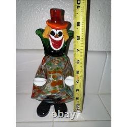 3 VTG MURANO Mcm ITALY HAND BLOWN ART GLASS CLOWNS 8 TOP HAT Figurines Rare HTF