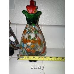 3 VTG MURANO Mcm ITALY HAND BLOWN ART GLASS CLOWNS 8 TOP HAT Figurines Rare HTF