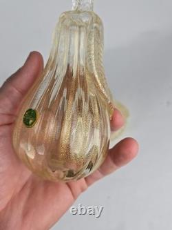 3 Vintage Murano Hand Blown Gold Fleck Italian Art Glass Fruit