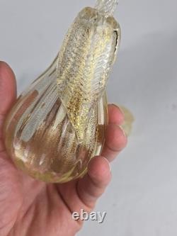3 Vintage Murano Hand Blown Gold Fleck Italian Art Glass Fruit