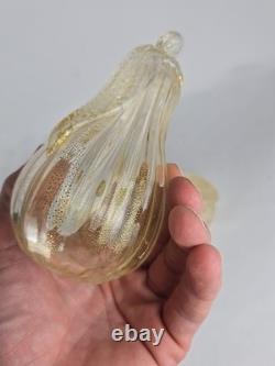 3 Vintage Murano Hand Blown Gold Fleck Italian Art Glass Fruit