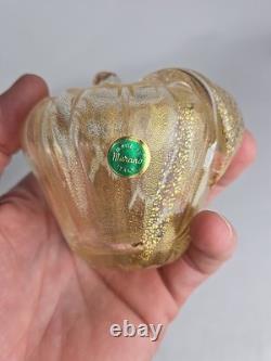 3 Vintage Murano Hand Blown Gold Fleck Italian Art Glass Fruit