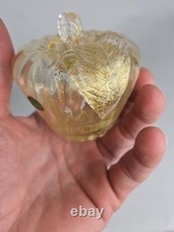 3 Vintage Murano Hand Blown Gold Fleck Italian Art Glass Fruit