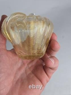 3 Vintage Murano Hand Blown Gold Fleck Italian Art Glass Fruit