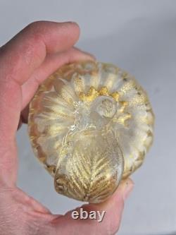3 Vintage Murano Hand Blown Gold Fleck Italian Art Glass Fruit