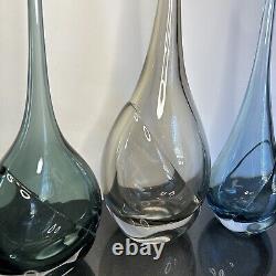 3 pc Set ANTONIO DA ROS Sommerso Glass Vases c. 1960 Murano for Cenedese Italy